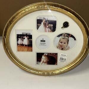 Burns of Boston Gold Leaf Family 13.75"x12" Collage Photo Wall Frame Oval 535